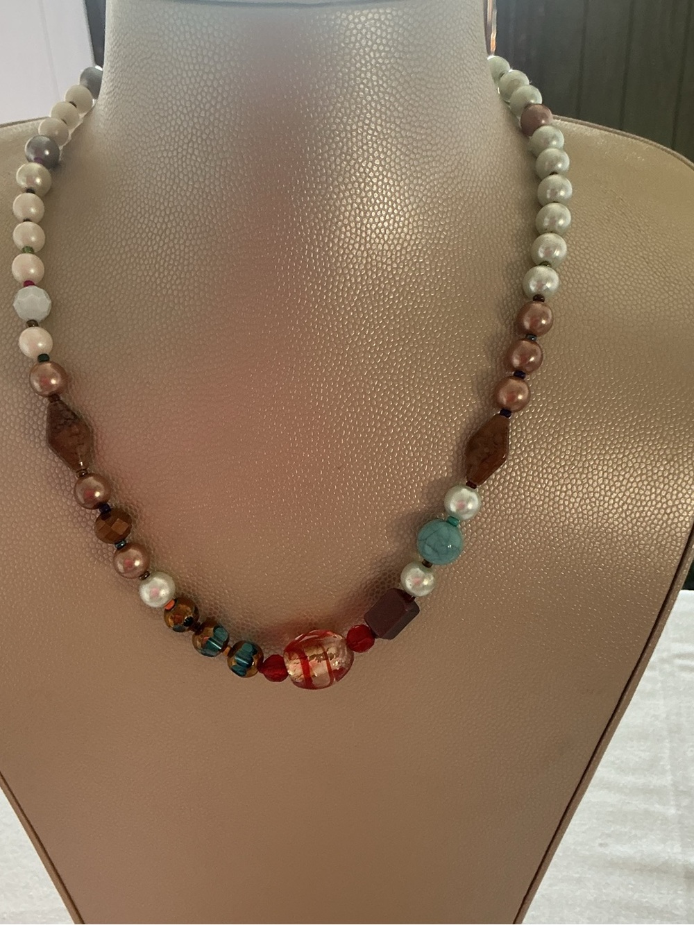 Handcrafted Multicolor Faux Pearl Necklace - Glass Jewelry